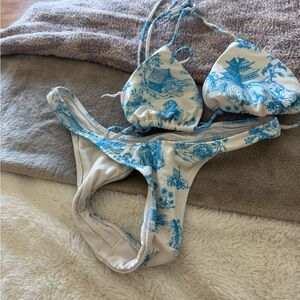 White Fox Boutique Blue and White design Bikini